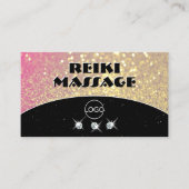 Luxe zwarte roze goudsparkle Glitter Voeg Logo toe Visitekaartje (Voorkant)