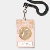 Luxe zwarte roze goudvrije rand badge (Voorzijde met lanyard)