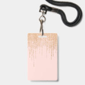 Luxe zwarte roze goudvrije rand badge (Achterkant met lanyard)