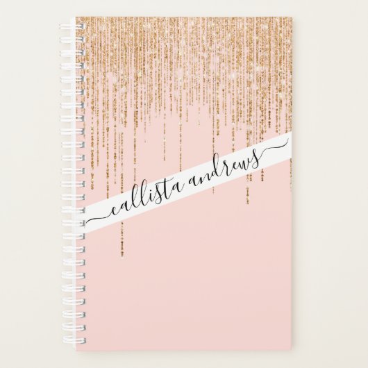 Luxe zwarte roze goudvrije rand planner (Voorkant)