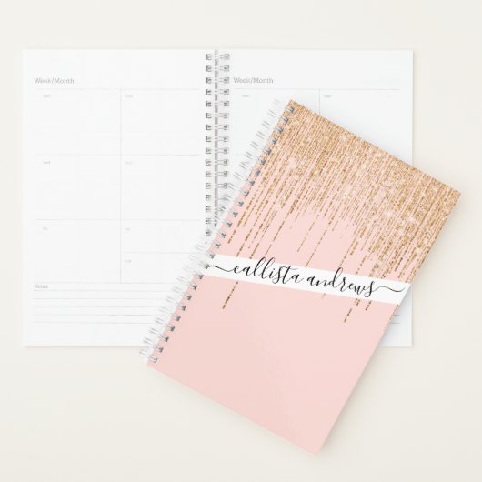 Luxe zwarte roze goudvrije rand planner (Display)