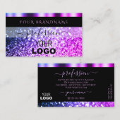 Luxe zwarte roze Paarse spaarglitter met Logo Visitekaartje (Voorkant / Achterkant)