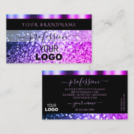 Luxe zwarte roze Paarse spaarglitter met Logo Visitekaartje