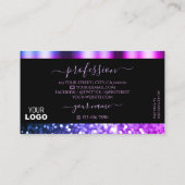 Luxe zwarte roze Paarse spaarglitter met Logo Visitekaartje (Achterkant)