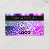 Luxe zwarte roze Paarse spaarglitter met Logo Visitekaartje (Voorkant)