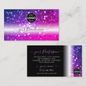 Luxe zwarte roze Paarse spaarglitter met Logo Visitekaartje (Voorkant / Achterkant)
