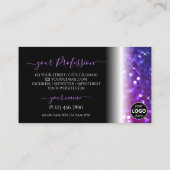 Luxe zwarte roze Paarse spaarglitter met Logo Visitekaartje (Achterkant)