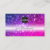 Luxe zwarte roze Paarse spaarglitter met Logo Visitekaartje (Voorkant)
