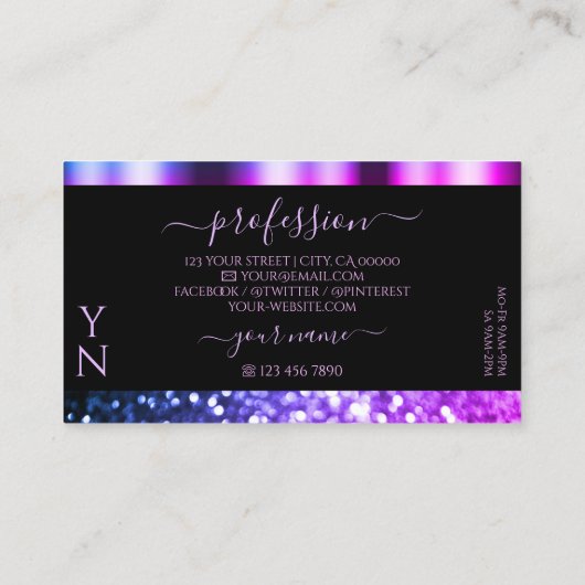 Luxe zwarte roze Paarse spaarpot Visitekaartje (Achterkant)