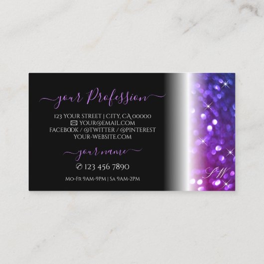 Luxe zwarte roze Paarse spaarpot Visitekaartje (Achterkant)