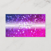Luxe zwarte roze Paarse sparkle Glitter Initialen Visitekaartje (Voorkant)