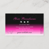 Luxe zwarte roze witte gradiënt Initialen diamante Visitekaartje (Achterkant)