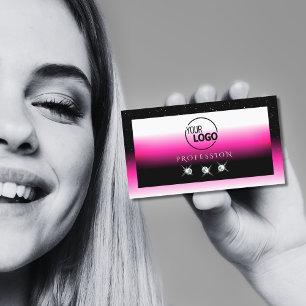 Luxe zwarte roze witte gradiënt voeg Logo diamante Visitekaartje