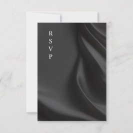 Luxe zwarte satijnen huwelijksmaaltijdkeuzes RSVP Kaartje