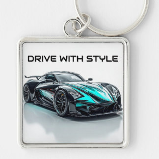 Luxe zwarte sportwagen strak modern design sleutelhanger