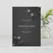 Luxe zwarte trouwkaart kaart (Staand voorkant)