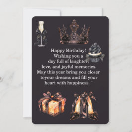 Luxe zwarte verjaardagskaart voor haar | Elegante  Bedankkaart