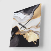 Luxe zwarte witte en goudkleurige vormgeving vierkante klok (Hoek)