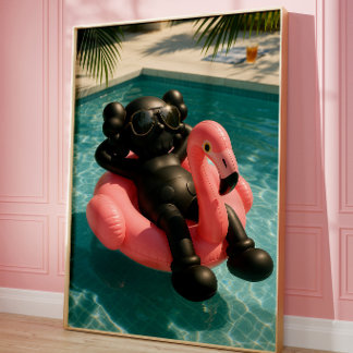 Luxe Zwembad Vibes Poster | Zomer Flamingo