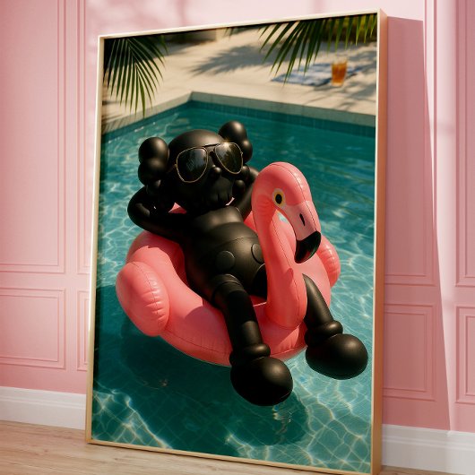 Luxe Zwembad Vibes Poster | Zomer Flamingo