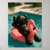 Luxe Zwembad Vibes Poster | Zomer Flamingo (Voorkant)