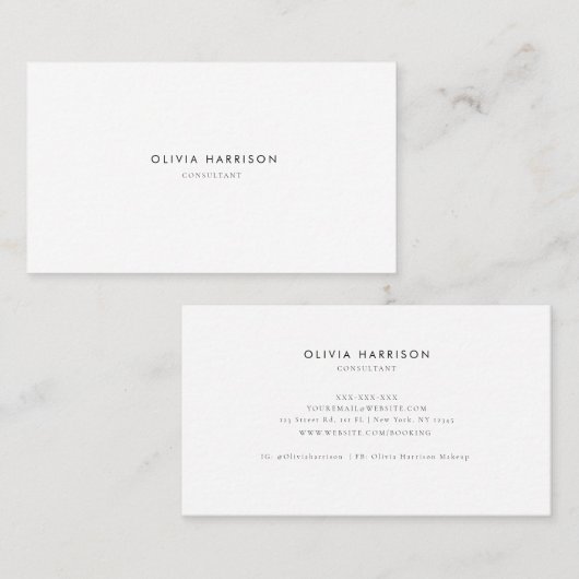 Luxealistisch minimaal professioneel Visitekaartje (Voorkant / Achterkant)