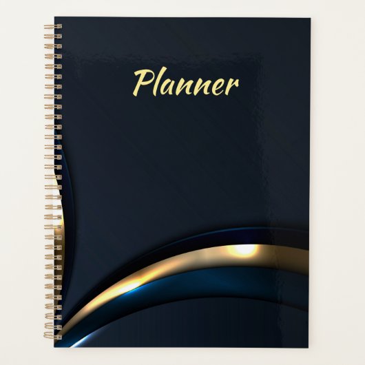 Luxearme blauwe goudplanoloog voor mannen planner (Voorkant)