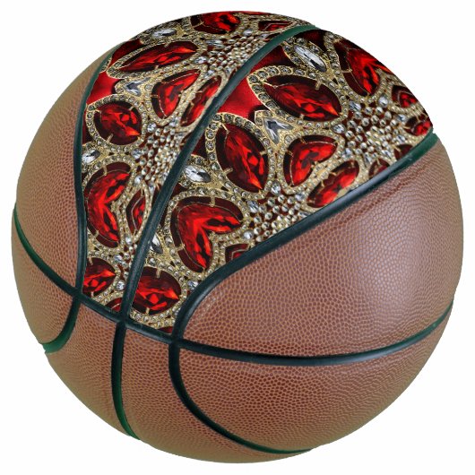 luxediamantgoud ruby red rhinestone basketbal (Schuin)