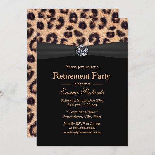 Luxediant Diamond & Leopard-printer voor aftreding Kaart (Voorkant / Achterkant)