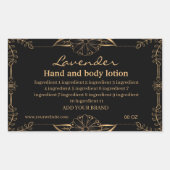 Luxegoud en zwarte ingrediënten rechthoekige sticker (Voorkant)