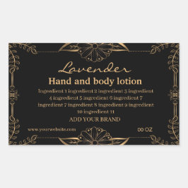 Luxegoud en zwarte ingrediënten rechthoekige sticker