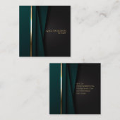 Luxegroen goudelegant notaris eenvoudige glazen vierkante visitekaartje (Voorkant / Achterkant)