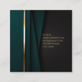 Luxegroen goudelegant notaris eenvoudige glazen vierkante visitekaartje (Achterkant)