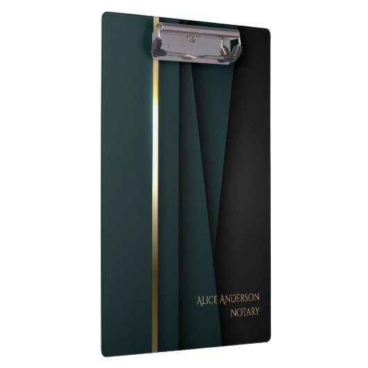 Luxegroen goudelegant notaris simpele glazuur pock klembord (Rechts)