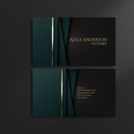 Luxegroen goudelegant notaris Visitekaartje