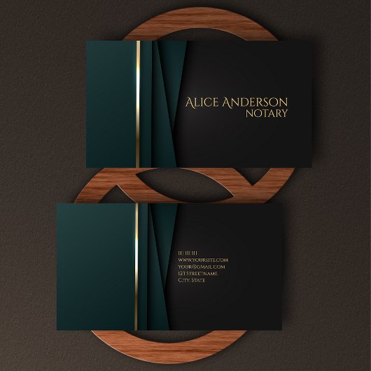 Luxegroen goudelegant notaris Visitekaartje