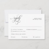 Luxekalligrafie elegant bruiloft Reply RSVP-kaart RSVP Kaartje (Voorkant)