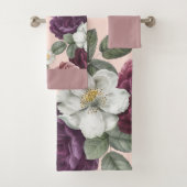 Luxekant Florals Roos Paars Bad Handdoek (Insitu)