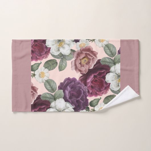 Luxekant Florals Roos Paars Bad Handdoek (Handdoek)
