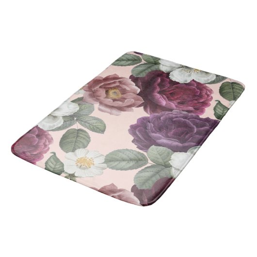Luxekant Florals Roos Paars Badmat (Gekanteld)