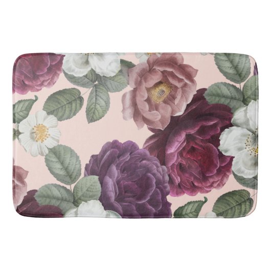 Luxekant Florals Roos Paars Badmat (Voorkant)