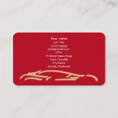 Luxekar logo - Gold Sportscar, rode sjabloon Visitekaartje (Achterkant)