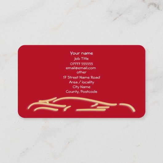 Luxekar logo - Gold Sportscar, rode sjabloon Visitekaartje (Achterkant)