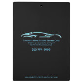 Luxekar-logo - Ice Blue-sportauto op paars Klembord (Achterkant)