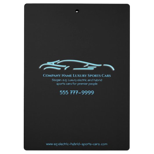 Luxekar-logo - Ice Blue-sportauto op paars Klembord (Achterkant)