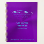 Luxekar-logo - Ice Blue-sportauto op paars Planner (Voorkant)