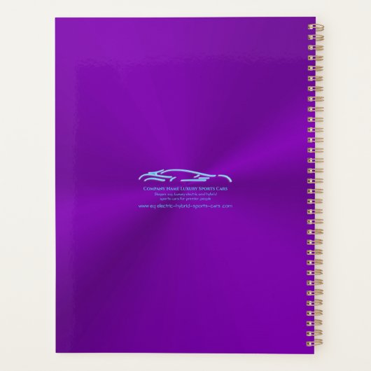 Luxekar-logo - Ice Blue-sportauto op paars Planner (Achterkant)