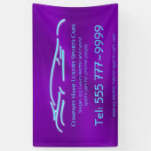 Luxekar-logo - Ice Blue-sportauto op paars Spandoek (Verticaal)