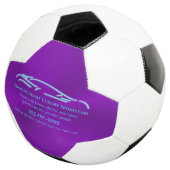 Luxekar-logo - Ice Blue-sportauto op paars Voetbal (Drie kwart)