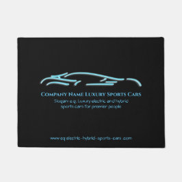 Luxekar-logo - Ice Blue-sportauto op zwart Deurmat